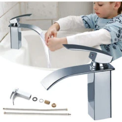HENGMEI Rubinetto Bagno Lavabo Miscelatore Monocomando Ottone Cromo Per Cucina Lavabo Bagno Rubinetto Lavandino, Modello C