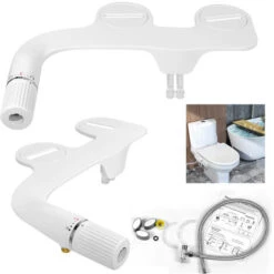 Attacco Per Bidet Per WC Non Elettrico Attacco Per Bidet Accessori Per Bidet Con Doppi Ugelli Inserto Per Bidet Per WC, Bianco (tipo B) HENGMEI