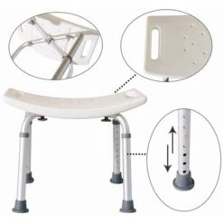 Sedile Per Doccia Sgabello Da Bagno In Alluminio Regolabile In Altezza Sgabello Da Doccia Supporto Sedile Da Bagno Da Doccia Per Assistenza Professionale HENGMEI -Stile Bagno 88136473 3