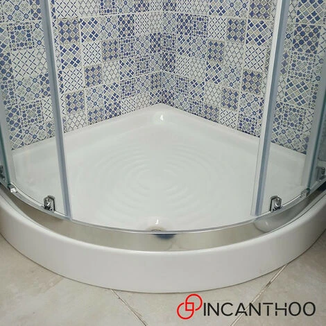 Piatto Doccia Semicircolare 90x90xh11 Cm Bianco In Ceramica 2 Piatto Doccia Semicircolare 90x90xh11 Cm Bianco In Ceramica - immagine 2