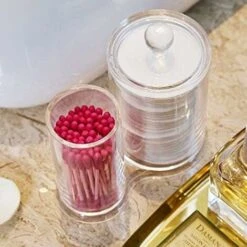 Cotton Box 2 Scatole Rotonde Trasparenti In Acrilico Per Trucchi Per Cotton Fioc E Cotone -Stile Bagno 88578905 4