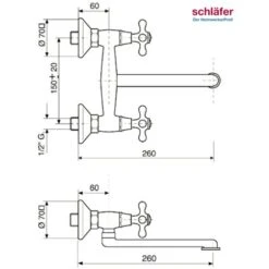 Schläfer 3460110 - Rubinetto Cucina Gruppo Lavello A Muro Manopola Antica Con Bocca Girevole A "S" Cromo -Stile Bagno 88764295 3