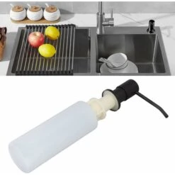 LITZEEDispenser Di Sapone Per Piatti Da Cucina, Dispenser Di Sapone Integrato Con Rotazione A 360°, 500 Ml, Dispenser Di Sapone In Acciaio Inossidabile Per Lavello Da Cucina (Nero) -Stile Bagno 88937602 5