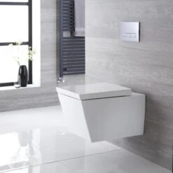 Hudson Reed Halwell Sanitario WC Sospeso Moderno Con Sedile - Ceramica Bianca Glassata - Design Da Parete Quadrato - 350 X 360 X 555mm -Stile Bagno 8942758 3