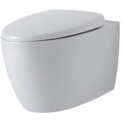 Hudson Reed Kenton Sanitario WC Sospeso Moderno Con Sedile - Ceramica Bianca Glassata - Design Da Parete Rotondo - 360 X 385 X 580mm