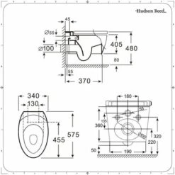 Hudson Reed Langtree Sanitario WC Ovale Sospeso Con Sedile Copri Water Soft-Close – 350 X 420 X 590 Mm -Stile Bagno 8942766 5
