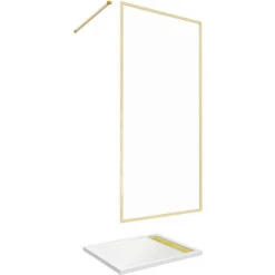 Parete Doccia 100x200cm Finitura Oro Spazzolato + Piatto Doccia Bianco 100x80x4cm -Stile Bagno 89616363 3