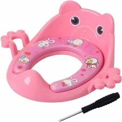 GTA Riduttore WC Per Bambini, Sedile WC Per Ragazzi E Ragazze, Cuscino Sedile WC Con Maniglia E Schienale, Adattatore Per Toilette Bambini (Rosa)