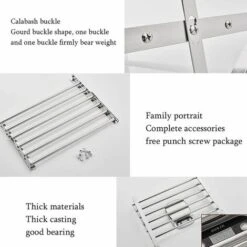 Appendiabiti A Parete, Stendibiancheria, Appendiabiti A Parete Espandibile, Acciaio Inossidabile Pieghevole Salvaspazio Può Essere Posizionato In Soggiorno, Bagno O Balcone,50cm -Stile Bagno 89814152 3