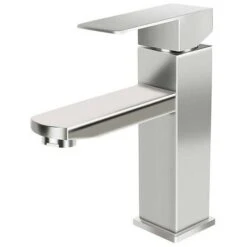 Rubinetto Monocomando Quadrato Per Lavabo Nichel Spazzolato