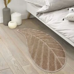 Tappeto Bagno Foglia Morbido Assorbente Camera Letto Scendi Doccia Antiscivolo 100% Made In Italy - Marrone -Stile Bagno 90566368 3