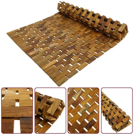 PrixPrime - Piattaforma Ideale Per Docce E Bagni Con Un Design Avvolgibile Di 75 X 50 Cm In Legno Di Teak Certificato 3 PrixPrime - Piattaforma Ideale Per Docce E Bagni Con Un Design Avvolgibile Di 75 X 50 Cm In Legno Di Teak Certificato - immagine 3