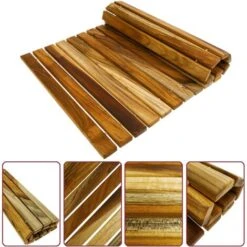 PrixPrime - Piattaforma Ideale Per Docce E Bagni Con Un Design Avvolgibile Di 60 X 40 Cm In Legno Di Teak Certificato -Stile Bagno 90823461 3