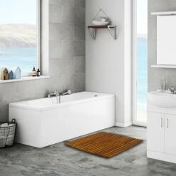 PrixPrime - Piattaforma Ideale Per Doccia E Bagno Dal Design Rettangolare Di 100 X 50 Cm Realizzata In Legno Di Teak Certificato -Stile Bagno 90824004 5