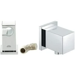 Grohe 26370000 Raccordo Erogatore, Grigio (Cromo) + Grohe 27704000 Euphoria Cube Raccordo Erogatore, Cromo