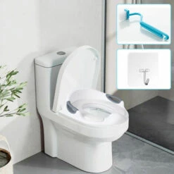 Hengda Sedile WC Per Bambini Con Scopino Sedile WC Per Bambini Con Accessorio WC - Bianco