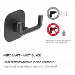 APPENDIABITI ACCIAIO INOX NERO OPACO DA MUROTIMO -Stile Bagno 91985610 3