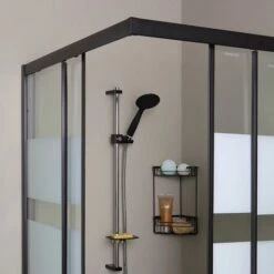 BOX DOCCIA 70X90 PROFILI NERO OPACO CON VETRO SERIGRAFATO CITY -Stile Bagno 91985641 4