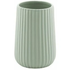 PORTASPAZZOLINI VERDE SALVIA IN CERAMICA DA APPOGGIO MALVA