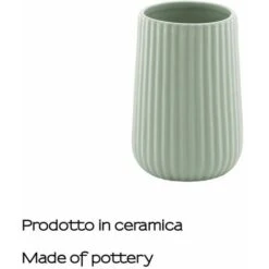 PORTASPAZZOLINI VERDE SALVIA IN CERAMICA DA APPOGGIO MALVA -Stile Bagno 91985737 3
