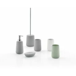 PORTASPAZZOLINI VERDE SALVIA IN CERAMICA DA APPOGGIO MALVA -Stile Bagno 91985737 5