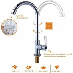 Rubinetto Per Lavello Da Cucina Ad Acqua Fredda Maniglia Singola Foro Singolo Foro Alto Montaggio Su Ponte Rubinetto Da Bar In Acciaio Inossidabile Per Cucina Esterna Giardino RV Facile Installazione -Stile Bagno 92044392 4