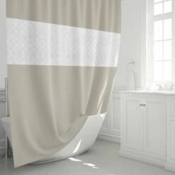 Tenda Da Doccia Impermeabile Resistente Alla Muffa 1 Pezzo Con Ganci Tenda Da Doccia Facile Da Pulire Resistente Alla Muffa Per Bagno 180x200cm Impiombatura Beige -Stile Bagno 92044641 4