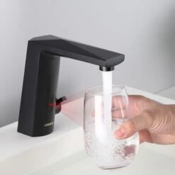 Lonheo Rubinetto Ad Infrarossi Automatico Con Sensore, Miscelatore Moderna Per Lavabo Bagno Nero