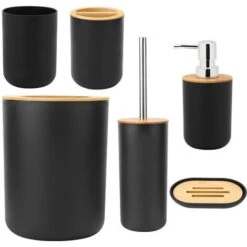 None Set Da Bagno Colore Nero 6 Pezzi
