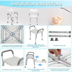 Randaco Sgabello Da Doccia Sedia Da Doccia Sgabello Da Bagno Antiscivolo Fino A 136 Kg Con Braccioli Con Schienale In Alluminio 6 Regolabile -Stile Bagno 93289125 4