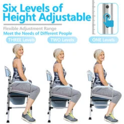 Randaco Sgabello Da Doccia Sedia Da Doccia Sgabello Da Bagno Antiscivolo Fino A 136 Kg Con Braccioli Con Schienale In Alluminio 6 Regolabile -Stile Bagno 93289125 5