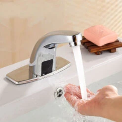 Rubinetto Con Sensore A Infrarossi Rubinetto Per Acqua Da Bagno A Mani Libere Rubinetto Per Lavabo Galvanico Lucidatura Automatica Miscelatori Lavello -Stile Bagno 93344856 5