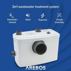 Arebos Trituratore WC Maceratore Pompa Sanitario Per Acque Reflue 600W -Stile Bagno 9355737 3