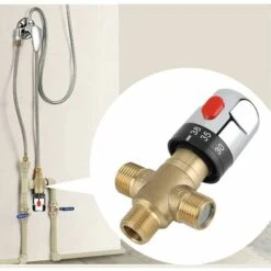 Rubinetto Miscelatore Acqua Calda Fredda Rubinetto Miscelatore Termostatico In Ottone Massiccio Rubinetto A Temperatura Fissa Per Cucina Bagno Lavabo Wc G1/2 35-45 ℃ 15mm -Stile Bagno 94163290 3