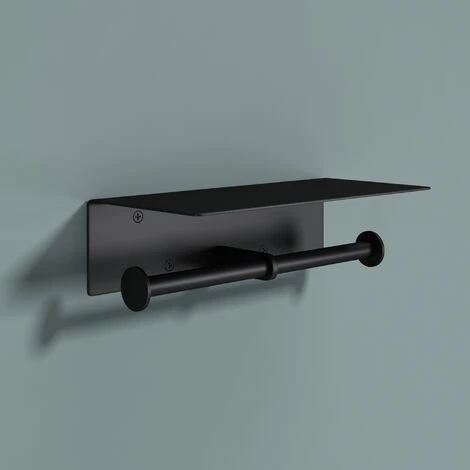 Doporro® Porta Carta Igienica Portarotolo Doppia, Carta Igienica Con Porta Cellulare Per Bagno E Toilette In Acciaio Inox MMF089D, Nero Opaco 2 Doporro® Porta Carta Igienica Portarotolo Doppia, Carta Igienica Con Porta Cellulare Per Bagno E Toilette In Acciaio Inox MMF089D, Nero Opaco - immagine 2