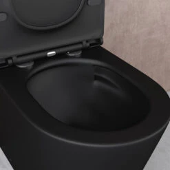 Doporro® Sanitari Bagno A Terra 60,5x38x82,5cm, Vaso WC In Ceramica Stand108T Soft Close Nero Opaco Vaso Montaggio A Terra -Stile Bagno 94235564 3