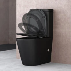 Doporro® Sanitari Bagno A Terra 60,5x38x82,5cm, Vaso WC In Ceramica Stand108T Soft Close Nero Opaco Vaso Montaggio A Terra -Stile Bagno 94235564 4