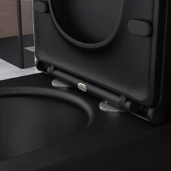 Doporro® Sanitari Bagno A Terra 60,5x38x82,5cm, Vaso WC In Ceramica Stand108T Soft Close Nero Opaco Vaso Montaggio A Terra -Stile Bagno 94235564 5