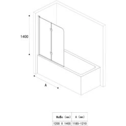 Doporro® Parete Vasca Da Bagno Doccia117x141cm, Parete Sopravasca Doccia Ovale Sinistra Apertura 180°Cortona C1408SL -Stile Bagno 94235783 5