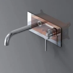 Doporro® Rubinetto Cascata Parete,Miscelatore Da Bagno Lavabo Muro In Ottone Cromato WA112, Argento -Stile Bagno 94235790 4