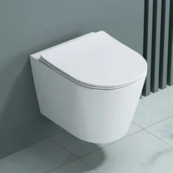 Doporro® Sanitari Bagno Sospeso, Vaso WC In Ceramica Aachen108 Soft Close Montaggio A Parete