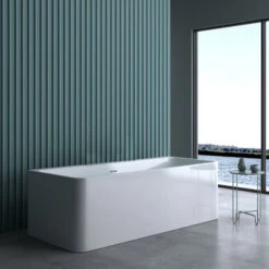 Doporro® Vasca Da Bagno Freestanding Vicenza601 180x80x57cm In Acrilico Bianca Con Piletta E Troppopieno E Attacchi DIN