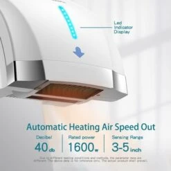 Asciugamani Elettrico Asciugamani Elettrico Automatico Riscaldato Per Toilette Commerciali, Molto Silenzioso E Silenzioso (40 DB), Coperchio In ABS Compatto, Montaggio A Parete (2000 W) -Stile Bagno 94285615 5