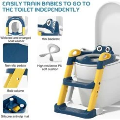 Sedile WC Per Bambini Con Scaletta, Sedile WC Per Bambini Antiscivolo, Pieghevole E Regolabile, Sedile WC Per Bambini Con Cuscino Per Maniglia Dello Schienale Per Bambini 1-7 Anni -Stile Bagno 94285626 4