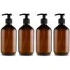 Set Di 4 Dispenser Di Sapone In Plastica PET Da 500 Ml Con Pompa Per Lozione Nera, Ideali Per Il Bagno In Cucina