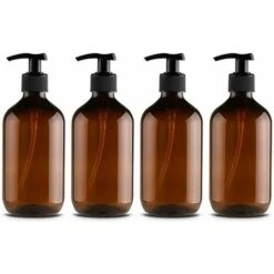 Set Di 4 Dispenser Di Sapone In Plastica PET Da 500 Ml Con Pompa Per Lozione Nera, Ideali Per Il Bagno In Cucina