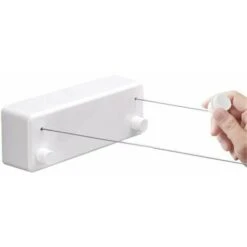 Stendibiancheria Retrattile, Stendibiancheria In Acciaio Inossidabile Da 4,2 M Stendibiancheria Retrattile Senza Pugno Con Corda Regolabile Asciugatura Per Interni Ed Esterni,Bianca