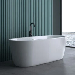 Doporro® Vasca Da Bagno Freestanding Vicenza505 175x80x65cm In Acrilico Bianca Con Piletta E Troppopieno E Attacchi DIN