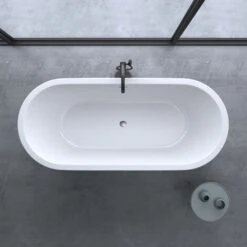 Doporro® Vasca Da Bagno Freestanding Vicenza505 175x80x65cm In Acrilico Bianca Con Piletta E Troppopieno E Attacchi DIN -Stile Bagno 94299366 4