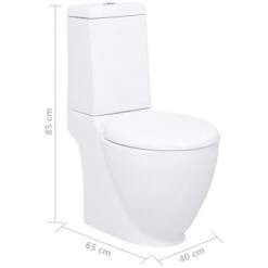 Vaso WC In Ceramica Base Con Scarico Dietro Bianco VidaXL -Stile Bagno 947333 3